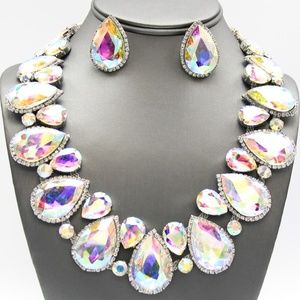Crystal Tear-Drop Collar Necklace Set(G4SGNE2045)